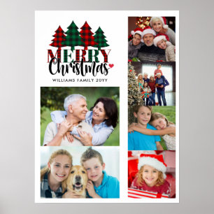 Sechs Foto Individuelle Name Kariert Weihnachtswal Poster