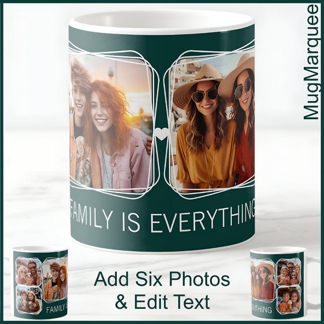 Sechs Fotos Collage Christmas Green C21 Vater Vate Kaffeetasse (Von Creator hochgeladen)