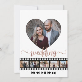Sechs Fotos Collage Movie Frame Rose Gold Glitzer Einladung