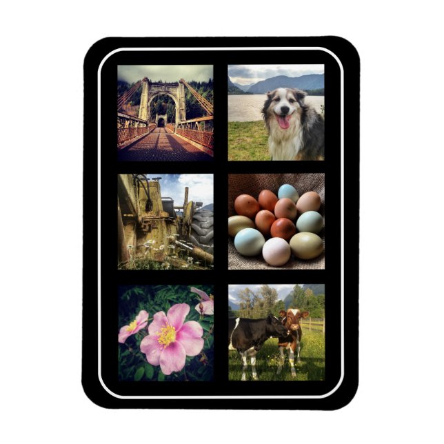 Sechs Fotos Instagram Collage Magnet (Vertikal)