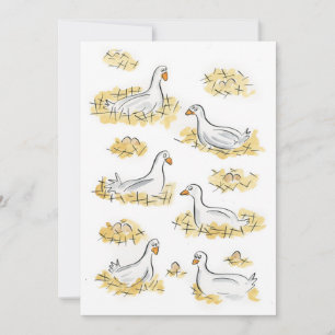 Sechs Gänse legen Einladung