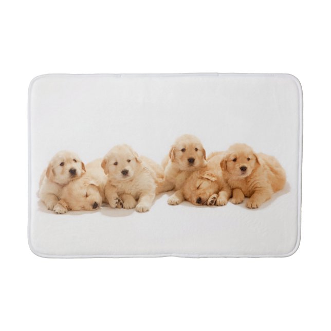 Sechs Golden Retriever Welpen Badematte (Vorderseite)