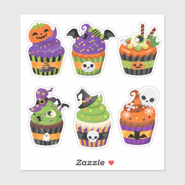 Sechs Halloween-Kuchen Aufkleber (Blatt)
