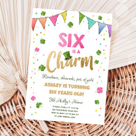 Sechs ist ein Charm St. Patrick's Day Girl zum Geb Einladung