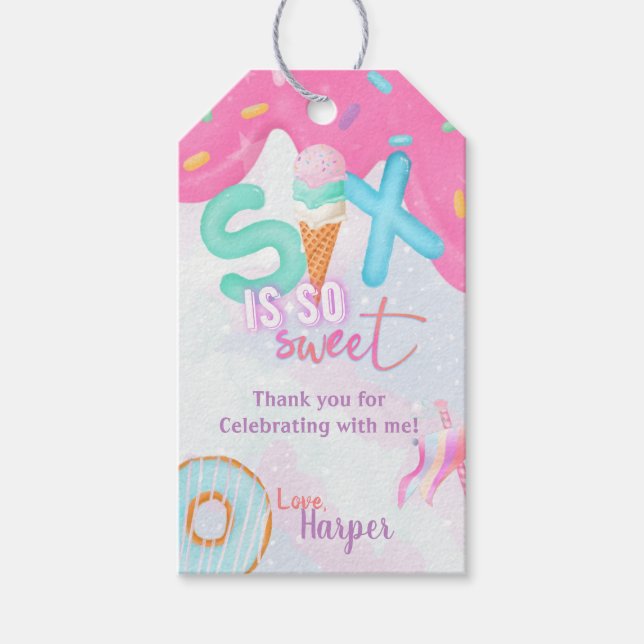 Sechs ist so ein süßer Geburtstag Geschenkanhänger (Vorderseite)
