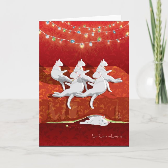 Sechs Katzen ein-Legen… Feiertag Feiertagskarte (Vorderseite)