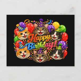 Sechs Katzen wünschen dir mit Freude alles Gute zu Postkarte