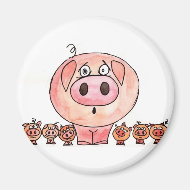 Sechs kleine Schweine Magnet (Vorne)