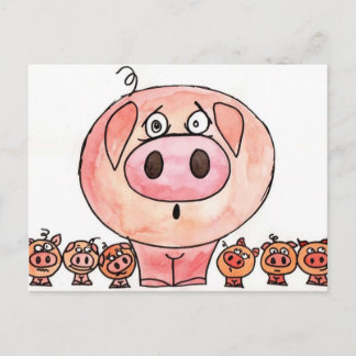 Sechs kleine Schweine Postkarte