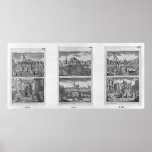 Sechs königliche Statuen zerstört in Paris Poster