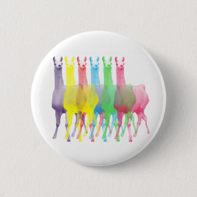 sechs Lamas in sechs Lamafarben Button (Vorderseite)