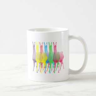 sechs Lamas in sechs Lamafarben Kaffeetasse
