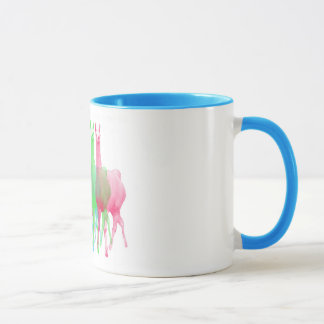 sechs Lamas in sechs Lamafarben Tasse