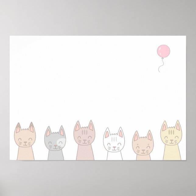 Sechs liebenswerte Katzen. Poster (Vorne)