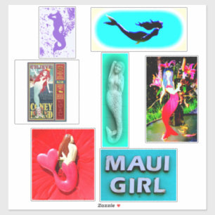 sechs Meerjungfrau Aufkleber