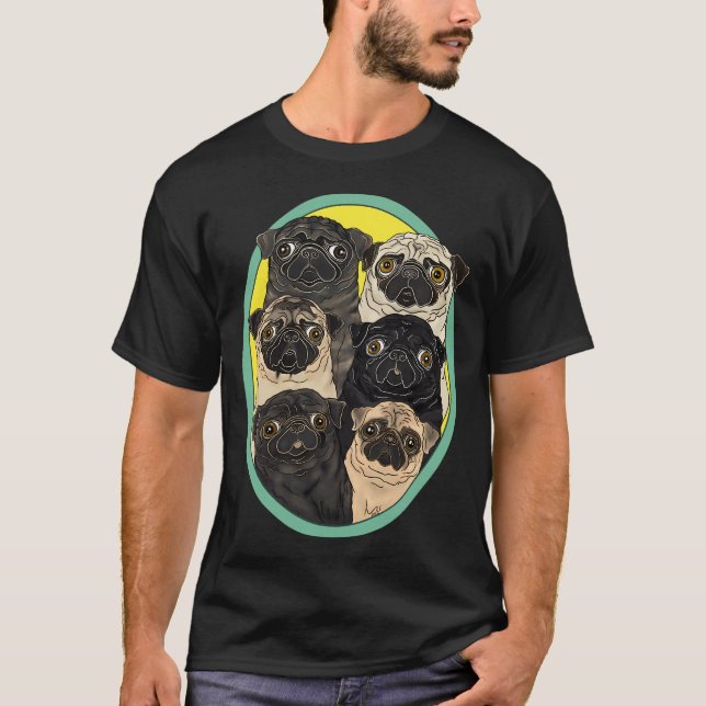 Sechs Möpse von FivePugs T-Shirt (Vorderseite)