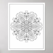 Sechs Petals Geometric Mandala Blume Aduloring