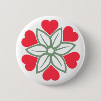 Sechs rotes Herz-Blumen-Knopf-Button-Abzeichen Button