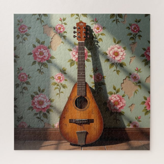 Sechs-saitiges Dulcimer Vintage-Blumenmuster (Vertikal)