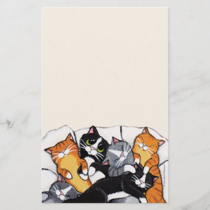 Sechs Schlafenkatzen-Anmerkungs-Papierbriefpapier Briefpapier