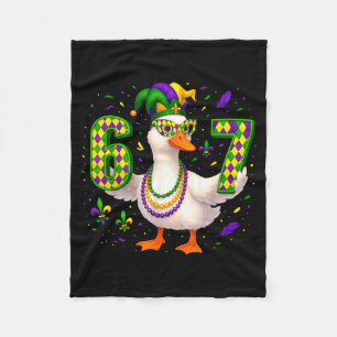 Sechs Sieben 67 Meme Gans Mit Narrenhut & Perle Fleecedecke