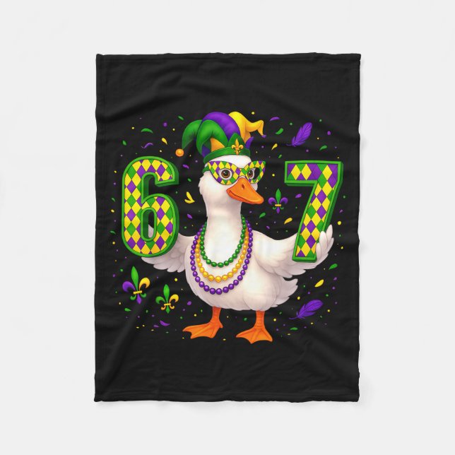 Sechs Sieben 67 Meme Gans Mit Narrenhut & Perle Fleecedecke (Vorderseite)