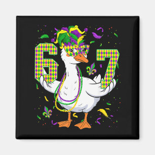 Sechs Sieben 67 Meme Gans mit Narrenhut & Perle Magnet