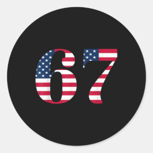 Sechs Sieben 67 Meme Lustig Uns Amerikanische Flag Runder Aufkleber