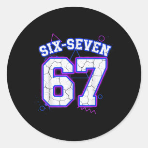 Sechs-sieben 67 Retro-Varsity-Sportjacke Team 67. Runder Aufkleber