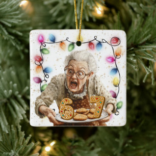 Sechs Sieben auf Grannies Keksteller Weihnachten Keramikornament