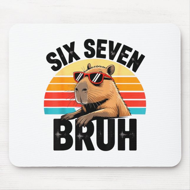 Sechs Sieben Bruh 67 Meme Capybara  Mousepad (Vorne)
