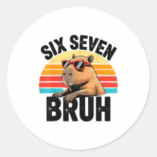 Sechs Sieben Bruh 67 Meme Capybara Runder Aufkleber