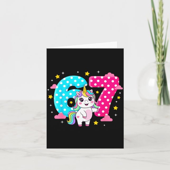 Sechs Sieben Bruh Dabbing Einhorn 6 7 Meme 7. Gebu Karte (Vorderseite)