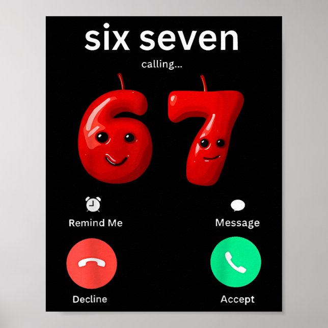 Sechs Sieben Calling Meme Minimalist Trendy Telefo Poster (Vorne)
