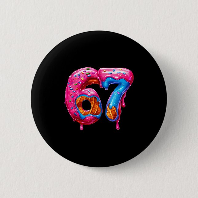 Sechs Sieben Donut Eiscreme-Tropfen Cool Meme Lust Button (Vorderseite)