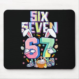 Sechs sieben Meme 67 Gehirnfäule lustig Osterhase Mousepad