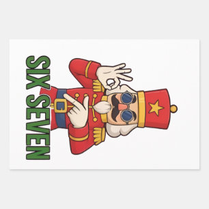 Sechs Sieben Schneemann Weihnachten Nussknacker 6 Geschenkpapier Set