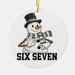 Sechs Sieben Schneemann Weihnachten Santa 6 7 Xmas Keramik Ornament