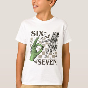 Sechs Sieben Skelett-Handzeichen-Meme Halloween Fr T-Shirt
