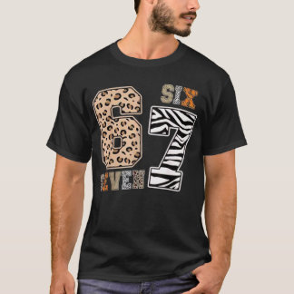Sechs Sieben Tierdruck Kinderkleidung Zoo 67 Meme T-Shirt