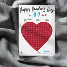 Sechs Sieben Valentinstag-Wortsuche Herz-Austausch