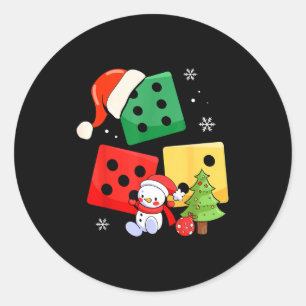Sechs Sieben Weihnachten Drei Würfel Santa Hut 67  Runder Aufkleber