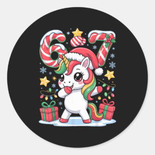Sechs Sieben Weihnachten Einhorn Meme Lustig Süße Runder Aufkleber
