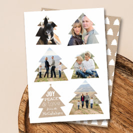 Sechs Weihnachtsbäume Fünf Foto Moderne Urlaubskar Feiertagskarte
