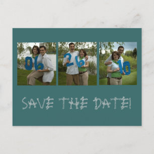 Sechs, zwei, zehn, SAVE THE DATE! Ankündigungspostkarte