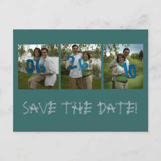Sechs, zwei, zehn, SAVE THE DATE! Ankündigungspostkarte