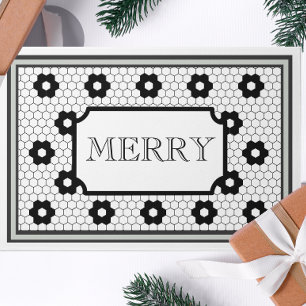 Sechseck-Fliesen-Design grün Frohe Weihnachten Fußmatte