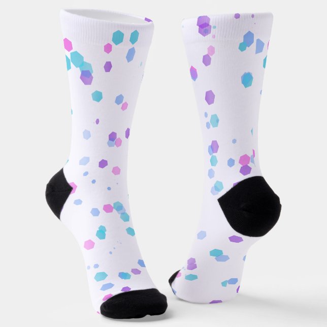 Sechseck-Halfton-Polka-Sustainable-Premium-Crew Socken (Gewinkelt)