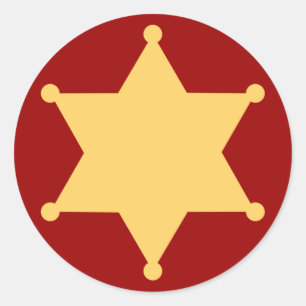 Sechseck Sheriffstern hexagon sheriff's badge Runder Aufkleber