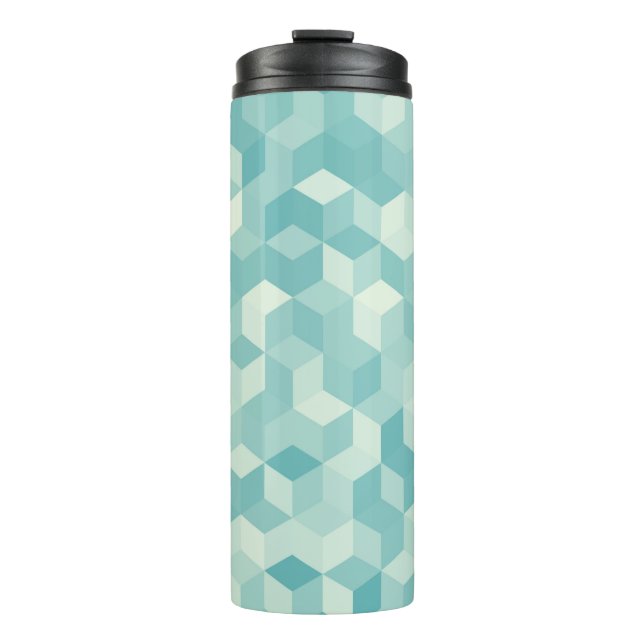 Sechseckblaues Muster Thermosbecher (Vorderseite)